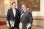 Premiér Petr Nečas a 1. místopředseda vlády a ministr zahraničních věcí Karel Schwarzenberg očekávají Hermana van Rompuye
