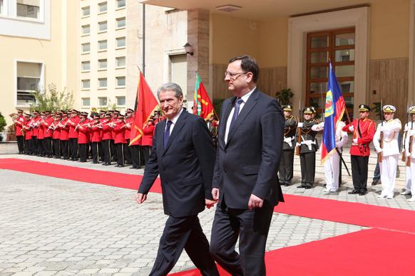 Prime Minister Petr Nečas visited the Republic of Albania on 16 April 2012