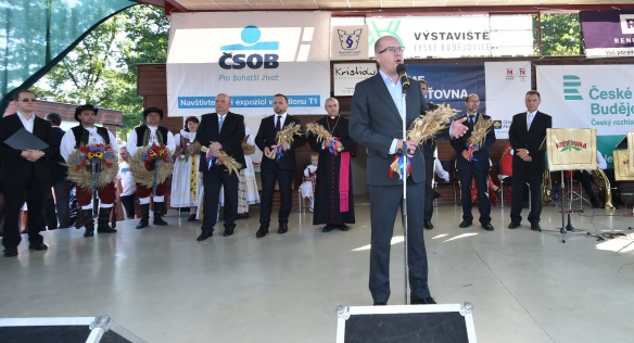 Předseda vlády Bohuslav Sobotka se zúčastnil zahájení Národních dožínek, 29. srpna 2015.