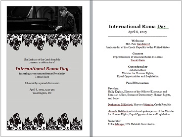 Konference k Mezinárodnímu dni Romů - ambasáda ČR - Washington - pozvánka 