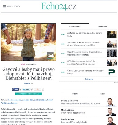 echo24: Gayové a lesby mají právo adoptovat děti, navrhují Dienstbier s Pelikánem