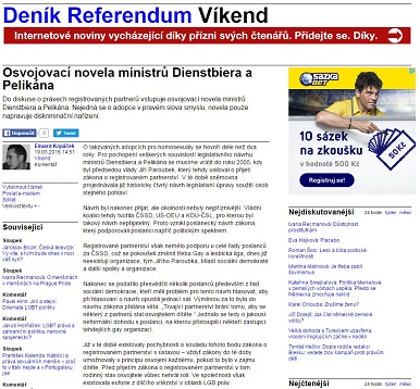 Deník Referendum: Osvojovací novela ministrů Dienstbiera a Pelikána