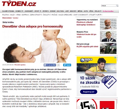 Týden.cz: Dienstbier chce adopce pro homosexuály