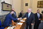 Příchod prezidenta republiky Miloše Zemana na jednání vlády 9. září 2015.