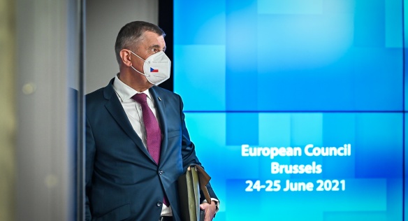 Premiér Babiš na summitu v Bruselu s dalšími lídry EU řešil mimo jiné aktuální vývoj pandemie covid-19 či problematiku migrace, 24. června 2021.