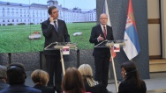 Tisková konference po setkání premiéra Sobotky s předsedou vlády Srbské republiky Vučićem.