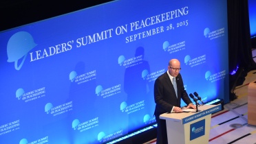 Premiér Bohuslav Sobotka vystoupil na Summitu k mírovým misím OSN, 28. září 2015.