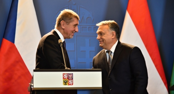 Tisková konference předsedy vlády Andreje Babiše s předsedou Maďarska Viktorem Orbánem, 26. ledna 2018.