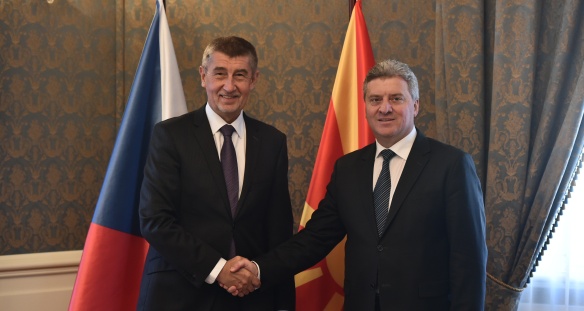 Andrej Babiš with Macedonian President Ďorge Ivanov in the Liechtenstein Palace, 5 October 2018.