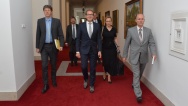 Předseda vlády Bohuslav Sobotka přijal německého spolkového ministra dopravy Alexandera Dobrindta, 28. srpna 2015.