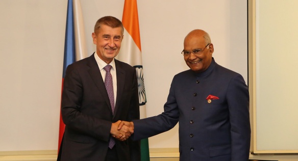 Andrej Babiš se setkal s indickým prezidentem Ramem Nathem Kovindem, 7. září 2018.