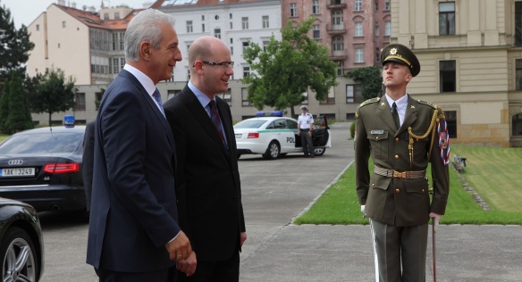 Premiér Sobotka jednal s ministerským předsedou Saska Tillichem, 17. července 2014.