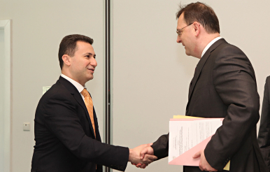 Předseda vlády Republiky Makedonie Nikola Gruevski a premiér Petr Nečas