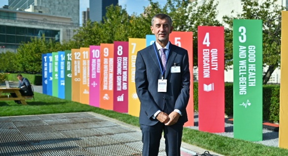 Premiér Andrej Babiš připomněl delegátům Valného shromáždění OSN také seznam závazků v oblasti udržitelného rozvoje, 26. září 2019.