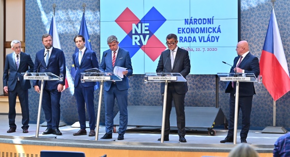 Na tiskové konferenci Národní ekonomické rady vlády byla představena dosavadní i budoucí činnost tohoto poradního orgánu vlády, 22. července 2020.