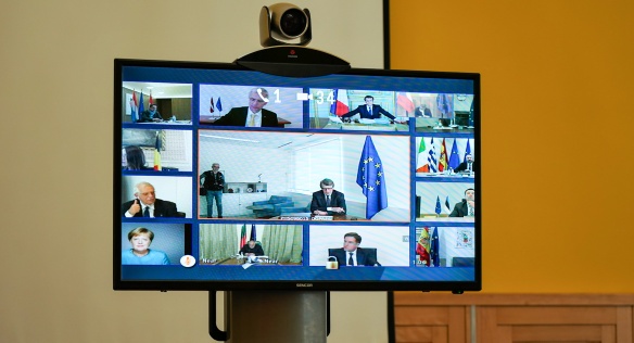 Jednání Evropské rady se kvůli pandemii uskutečnilo prostřednictví videokonference, 26. března 2020.