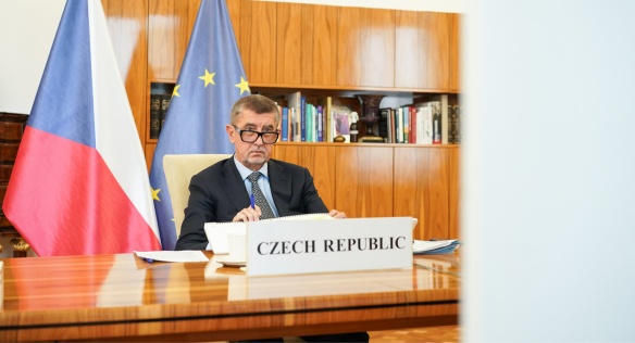 Premiér Babiš se zapojil do videokonferenčního jednání Evropské rady k novému návrhu víceletého rozpočtu EU a tzv. plánu obnovy, 19. června 2020.
