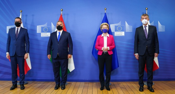 Premiéři zemí V4 se setkali s předsedkyní Evropské komise Ursulou von der Leyen, 24. září 2020.