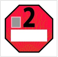 Emisní plaketa pro emisní kategorii 2 – červená RAL 3020