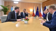 Premiér Andrej Babiš jednal v Bruselu s předsedou Evropské rady Donaldem Tuskem, 16. listopadu 2018.