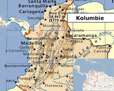mapa Kolumbie