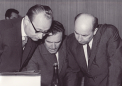 Dubček, Bilak and Černík before the session of the general assembly of the Central Committee of the Communist Party, 19 July 1968