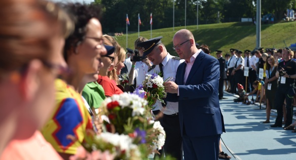Předseda vlády Bohuslav Sobotka se zúčastnil Mistrovství ČR v požárním sportu 2016, 28. srpna 2016.