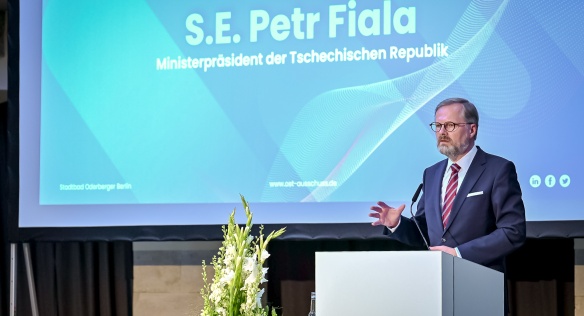 Premiér Petr Fiala vystoupil s projevem na výročním zasedání Východního výboru německého hospodářského svazu v Berlíně, 8. června 2022.