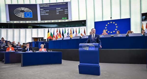 Projev premiéra Petra Fialy na plénu Evropského parlamentu, 6. července 2022.