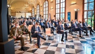 Premiér Andrej Babiš v projevu na konferenci mimo jiné připomněl pomoc armády při zvládání pandemie covid-19, 22. června 2021.