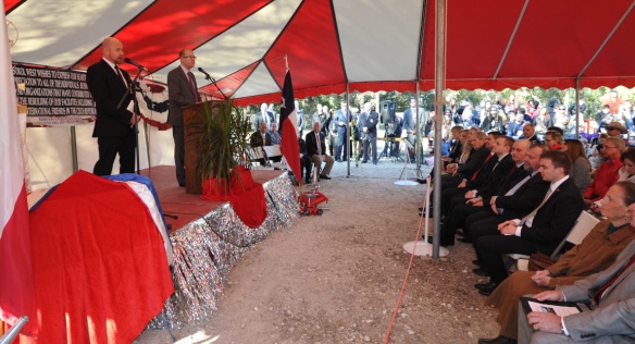 Projev předsedy vlády Bohuslava Sobotky ve Westu při odhalení základního kamene nové tělocvičny Sokola, 20. listopadu 2014.