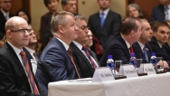 Předseda vlády Bohuslav Sobotka se zúčastnil semináře o spolupráci ve zdravotnictví, 25. listopadu 2015.