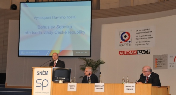 Projev předsedy vlády Bohuslava Sobotky na Sněmu Svazu průmyslu a dopravy ČR v Brně 29. září 2014.