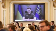 Premiér Petr Fiala v projevu před členy obou komor Parlamentu zdůraznil nutnost další podpory Ukrajiny, 15. června 2022.