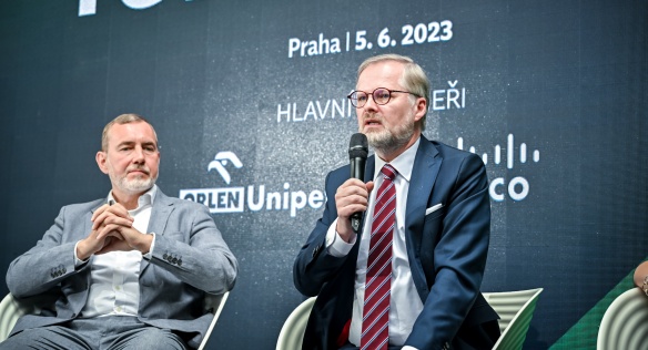 Premiér Petr Fiala vystoupil s projevem na konferenci "reVize Česka", 5. června 2023.