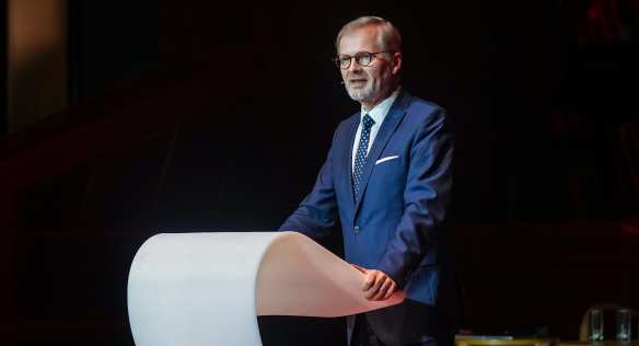 Projev premiéra Petra Fialy z konference Forbes "Lepší Česko" v Karlových Varech, 19. října 2023.