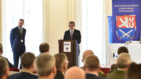 Premiér Babiš na bezpečnostní konferenci Naše bezpečnost není samozřejmost, 1. listopadu 2018 na Pražském hradě.