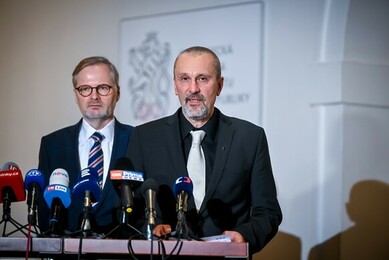 Ministr pro legislativu a předseda LRV Michal Šalomoun na TK po jednání vlády 17. 1. 2024