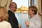 Premiér Bohuslav Sobotka a německá kancléřka Angela Merkelová na slavnostní večeři v Lichtenštejnském paláci, 25. srpna 2016.