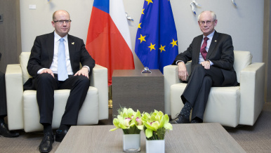 20. března 2014: Setkání předsedy české vlády B. Sobotky a předsedy Evropské rady Hermana Van Rompuye.