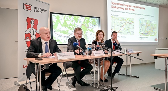 Na tiskové konferenci byli novináři seznámeni s projektem nového horkovodu z Jaderné elektrárny Dukovany do Tepláren Brno, 20. června 2022.