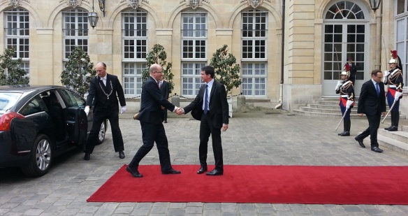 Prime Minister Bohuslav Sobotka met with French Premier Manuel Valls in the Matignon Palace on Friday 18 April 2014.