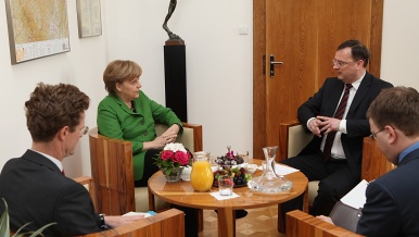 Prime Minister Petr Nečas received the Chancellor of the Federal Republic of Germany, Angela Merkel, 3rd April 2012