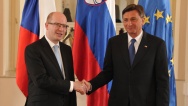 Předseda vlády Bohuslav Sobotka se setkal s prezidentem země Borutem Pahorem, 13. dubna 2015.