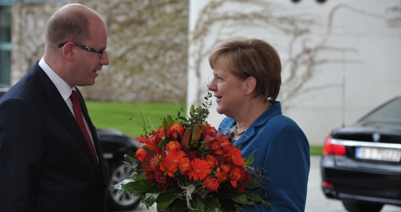 Setkání premiéra Bohuslava Sobotky s německým protějškem Angelou Merkelovou, 4. května 2015.