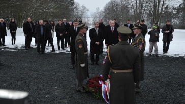 Setkání předsedů vlád ČR, SR a Rakouska ve Slavkově, 29. ledna 2015.
