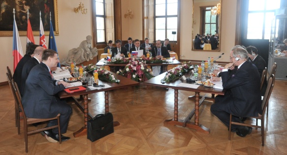 The Prime Ministers of Austria, the Czech Republic, and Slovakia meet in Slavkov on 29 January 2015.