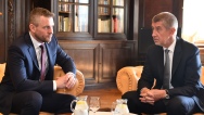 Předseda vlády Andrej Babiš se setkal se slovenským premiérem Peterem Pellegrinim, 11. dubna 2018.
