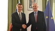 Předseda vlády Andrej Babiš jednal s hlavním vyjednavačem EU pro brexit Michelem Barnierem, 12. dubna 2018.