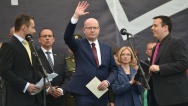 Předseda vlády Bohuslav Sobotka se zúčastnil vzpomínkového aktu u památníku generála George S. Pattona, 6. května 2017.